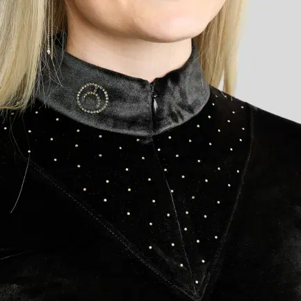 Montar MoValerie Velours blouse met lange mouwen en kristallen